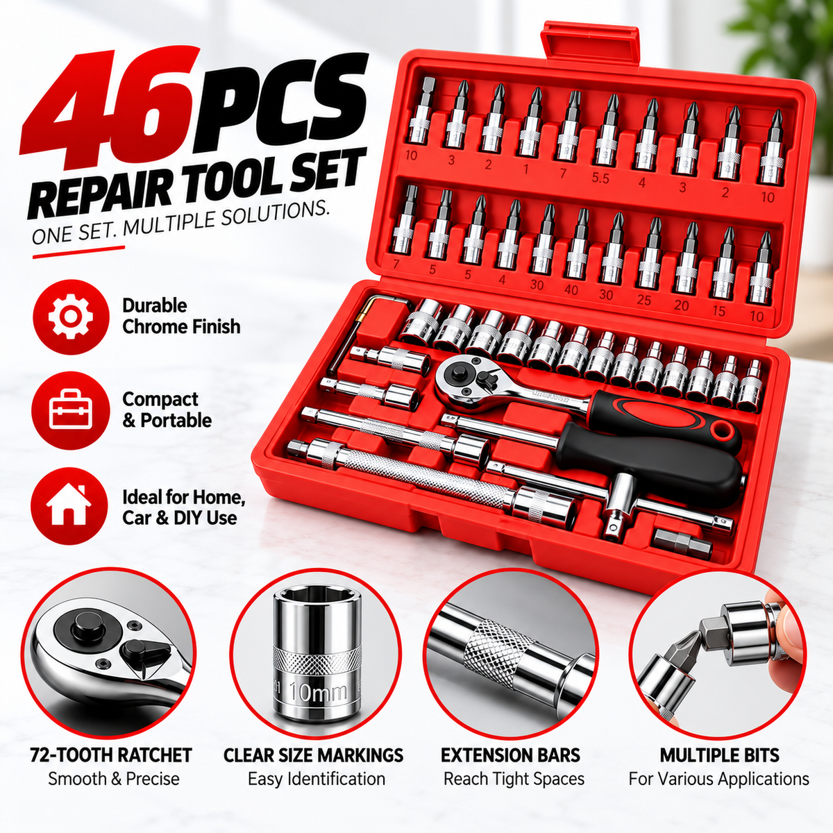 46 in 1 Multi Purpose Tool Kit